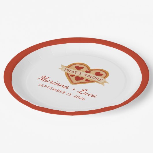 あれはアモーレイタリアンシックハートピザーズ結婚 ペーパープレート (アングル)