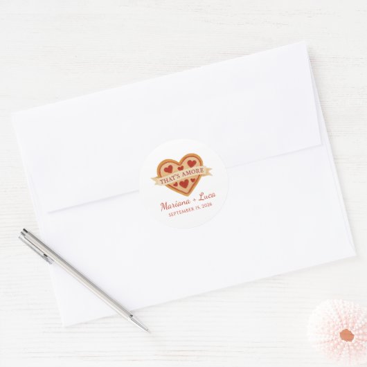 あれはアモーレイタリアンシックハートピザーズ結婚 ラウンドシール (封筒)