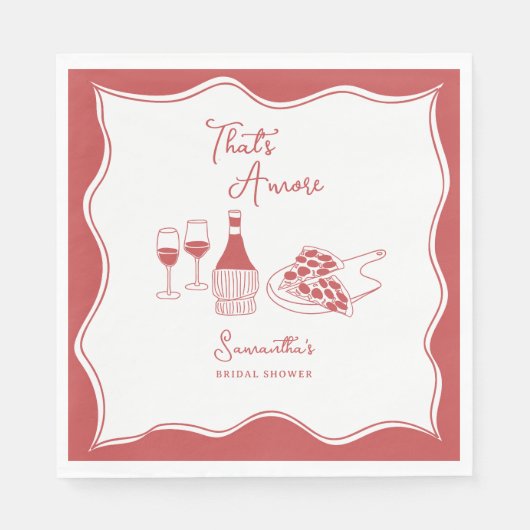 あれはアモーレイタリアンピザワインブライダルシャワー スタンダードランチョンナプキン (正面)