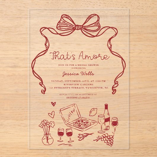 あれはアモーレイタリアンブライダルシャワー アクリル招待状 (正面)