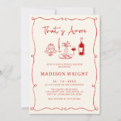 あれはアモーレイタリアンレッドハンドドローブライダルシャワー 招待状 (正面)