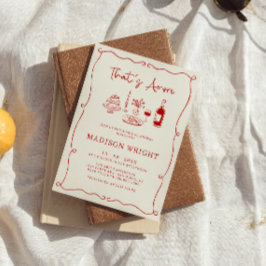 あれはアモーレイタリアンレッドハンドドローブライダルシャワー 招待状