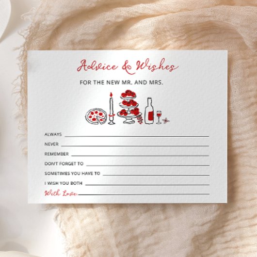 あれはアモーレイタリアンレッドブライダルシャワーアドバイスカード