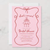 あれはアモーレイタリアン手描きピンクブライダルシャワー 招待状 (正面)