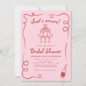 あれはアモーレイタリアン手描きピンクブライダルシャワー 招待状 (正面)