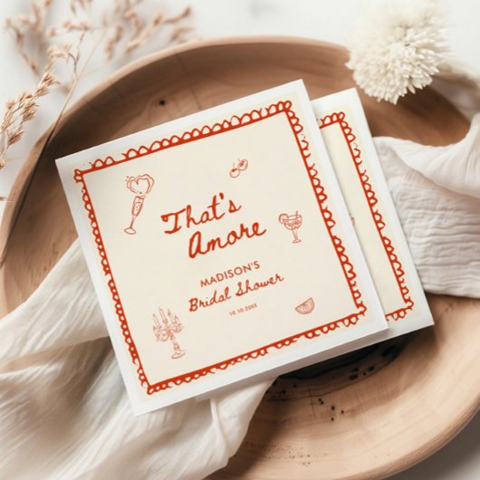 あれはアモーレイタリアン手描きブライダルシャワー スタンダードカクテルナプキン