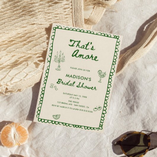 あれはアモーレイタリアン手描きブライダルシャワー 招待状