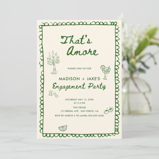 あれはアモーレイタリアン手描き婚約パーティ 招待状 (スタンド正面)