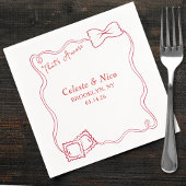 あれはアモーレハンドドローのパスタレッドイタリアン結婚の スタンダードカクテルナプキン