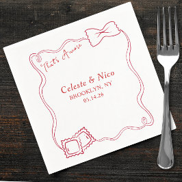 あれはアモーレハンドドローのパスタレッドイタリアン結婚の スタンダードカクテルナプキン