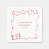 あれはアモーレハンドドローのパスタレッドイタリアン結婚の スタンダードカクテルナプキン (正面)