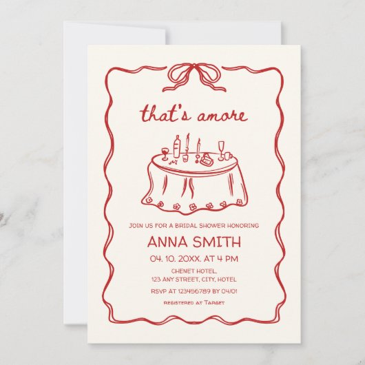 あれはアモーレハンドレッド図解入りの、写真付きのブライダルシャワーだ 招待状 (正面)