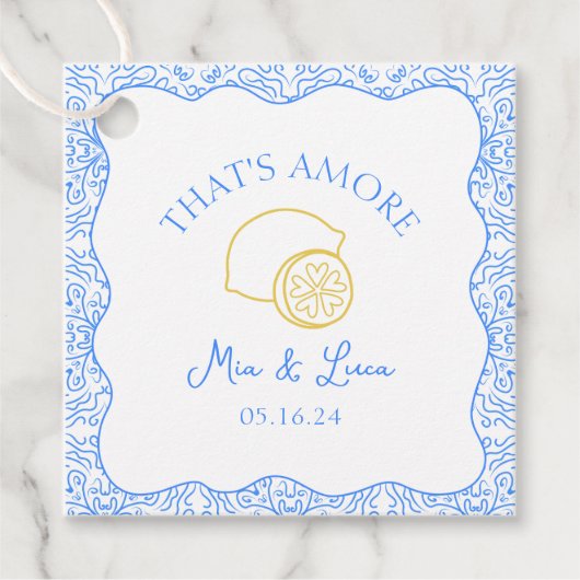 あれはアモーレモンブルータイルパーソナライズされた結婚の フェイバータグ (正面)