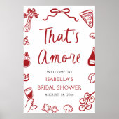 あれはアモーレレッドイタリアンブライダルシャワー歓迎 ポスター