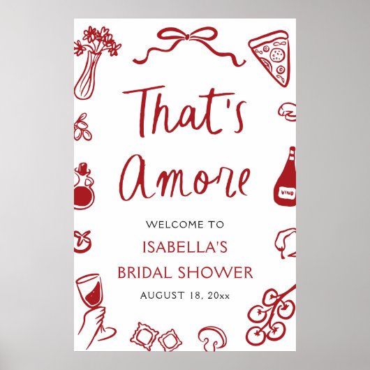 あれはアモーレレッドイタリアンブライダルシャワー歓迎 ポスター (正面)
