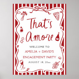 あれはアモーレレッドイタリアン婚約パーティ歓迎 ポスター