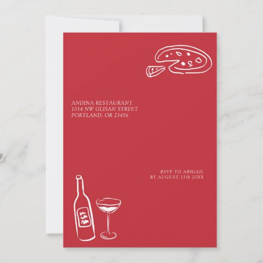 あれはアモーレレッドピザリハイタリアンーサルディナー 招待状 (裏面)