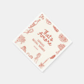 あれはアモーレレッド図解入りの、写真付きのブライダルシャワー スタンダードカクテルナプキン (角)