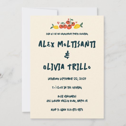 あれはアモーレ食イタリアン品婚約シャワーカスタム 招待状 (正面)