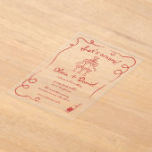 あれは手で描いたヴィンテージお洒落だ結婚 アクリル招待状 (レイダウン)