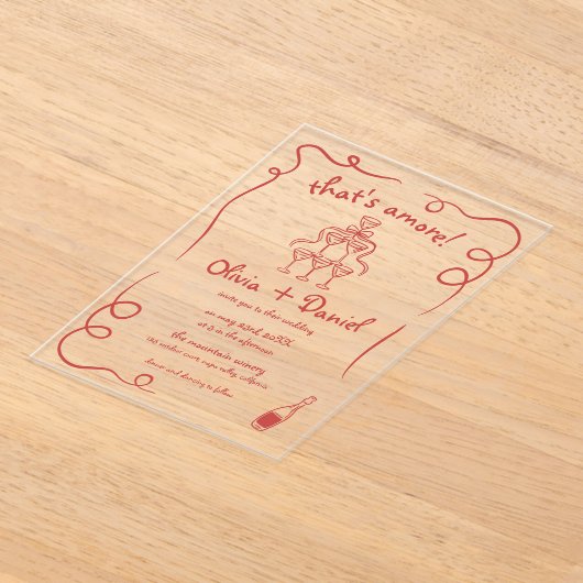 あれは手で描いたヴィンテージお洒落だ結婚 アクリル招待状 (レイダウン)