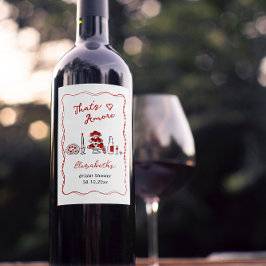 あれは手で描いた赤いイタリアンブライダルシャワー ワインラベル
