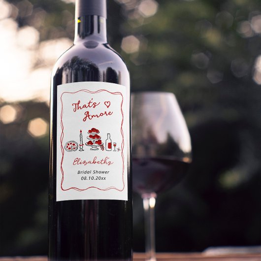 あれは手で描いた赤いイタリアンブライダルシャワー ワインラベル