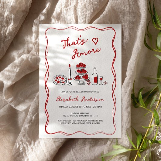 あれは手で描いた赤いイタリアンブライダルシャワー 招待状