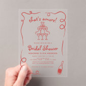 あれは手イタリアン引き赤ブライダルシャワー アクリル招待状 (インサイチュ (ポータブル))