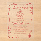 あれは手イタリアン引き赤ブライダルシャワー アクリル招待状 (正面)