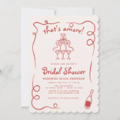 あれは手イタリアン引き赤ブライダルシャワー 招待状 (正面)