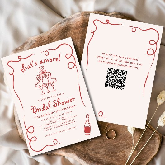 あれは手イタリアン引き赤ブライダルシャワー 招待状