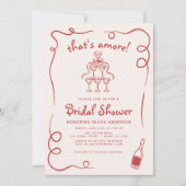 あれは手イタリアン引き赤ブライダルシャワー 招待状 (正面)