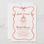 あれは手イタリアン引き赤ブライダルシャワー 招待状 (正面)