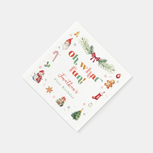 あカラフルあーおもしろい第1回クリスマスかわいい誕生日 スタンダードカクテルナプキン (角)