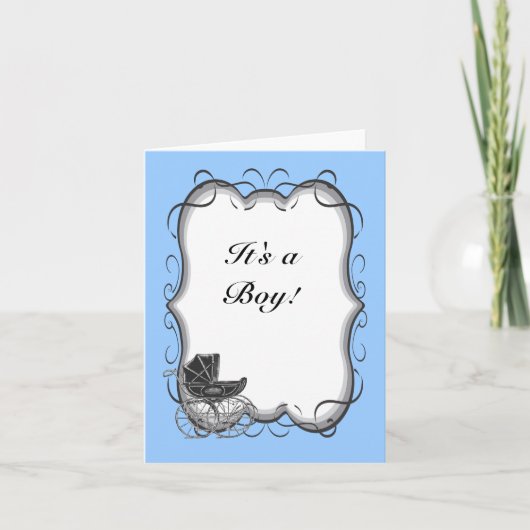 あビクトリアンりがとう男の子のベビー 案内状 (正面)