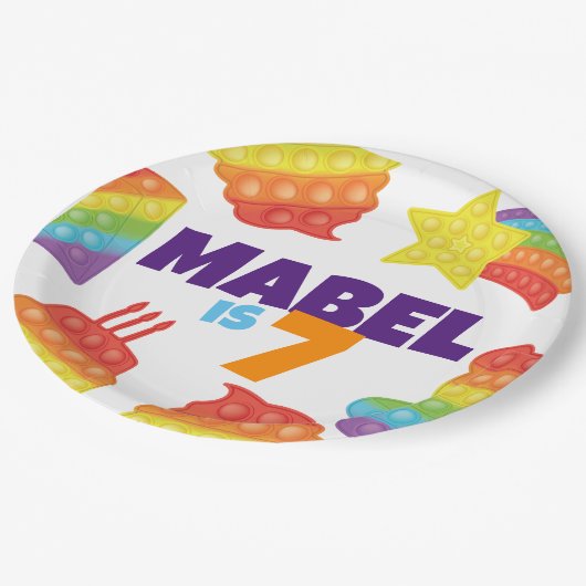 あポップ・アートのあ! |レインボー誕生日 ペーパープレート (アングル)