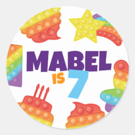 あポップ・アートのあ！ |レインボー誕生日 ラウンドシール