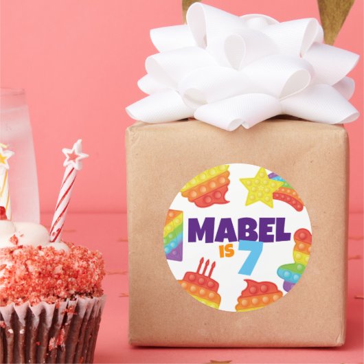 あポップ・アートのあ! |レインボー誕生日 ラウンドシール (パーティー)