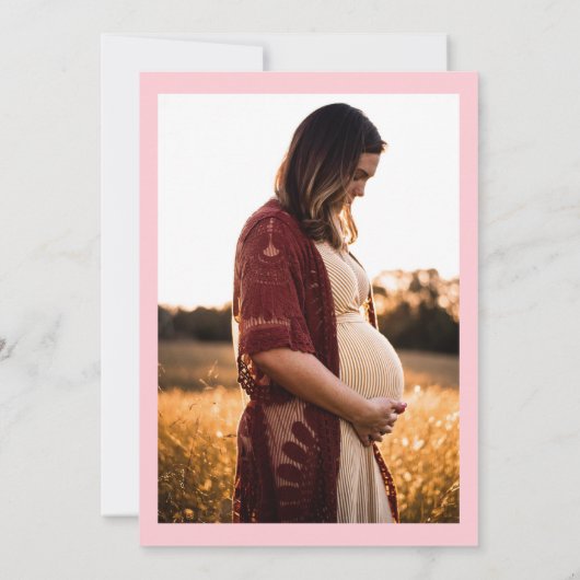 あモダンあ赤ちゃんガール写真赤ちゃんシャワー 招待状 (裏面)