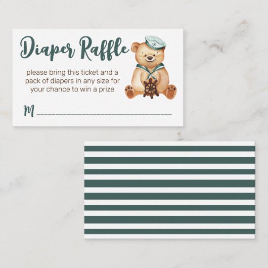あーそれは男の子テディベアおむつラッフルだ エンクロージャーカード (正面/裏面)
