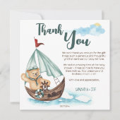 あーそれは男の子テディベア航海のベビーシャワーだ サンキューカード (正面)
