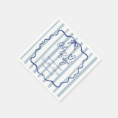 あー男の子かわいいお洒落青いストライプ赤ちゃんシャワー スタンダードカクテルナプキン (角)