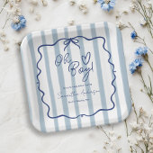 あー男の子かわいいお洒落青いストライプ赤ちゃんシャワー ペーパープレート