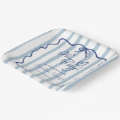 あー男の子かわいいお洒落青いストライプ赤ちゃんシャワー ペーパープレート (傾斜あり)