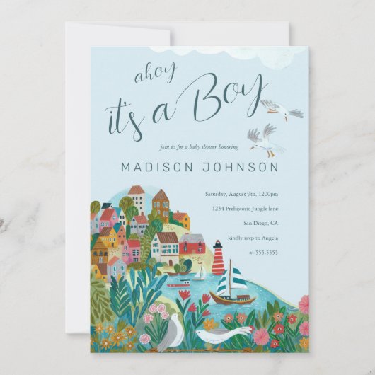 あー男の子のシャワーパーティー 招待状 (正面)