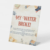 あー男の子のシャワー私の水が壊れた 台座サイン (正面)