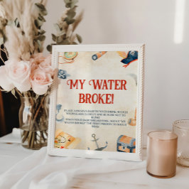 あー男の子のシャワー私の水が壊れた 台座サイン