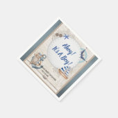 あー男の子のテーマの赤航海のちゃんシャワー スタンダードカクテルナプキン (角)