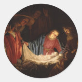 あ来ああ彼を崇拝しようベビーイエス ラウンドシール (正面)